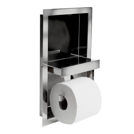 Polished Stainless Steel Recessed Shelf / Toilet Paper Holder Niche